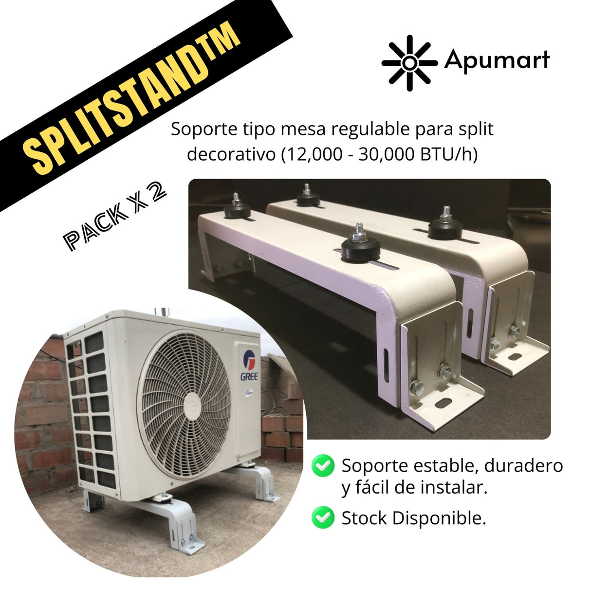 SPLITSTAND™ – Soporte Regulable Universal Tipo Mesa para Unidad Condensadora de Aire Acondicionado (12,000–30,000 BTU/h)