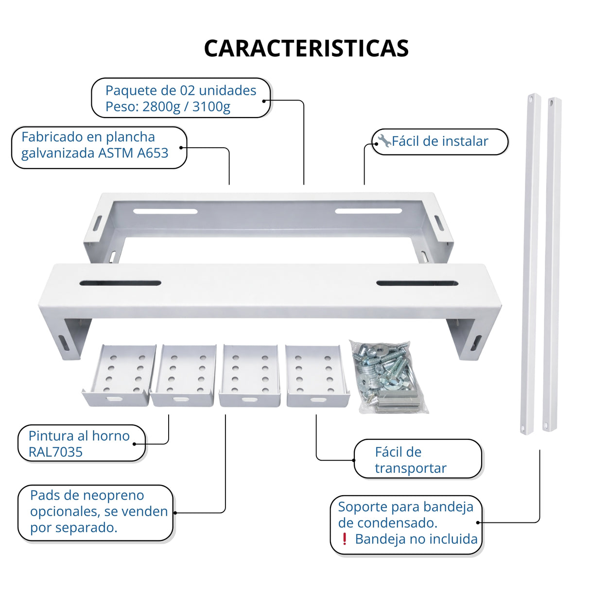 SPLITSTAND™ SD – Soporte Regulable para Unidad Condensadora Frío/Calor (12,000–30,000 BTU/h)