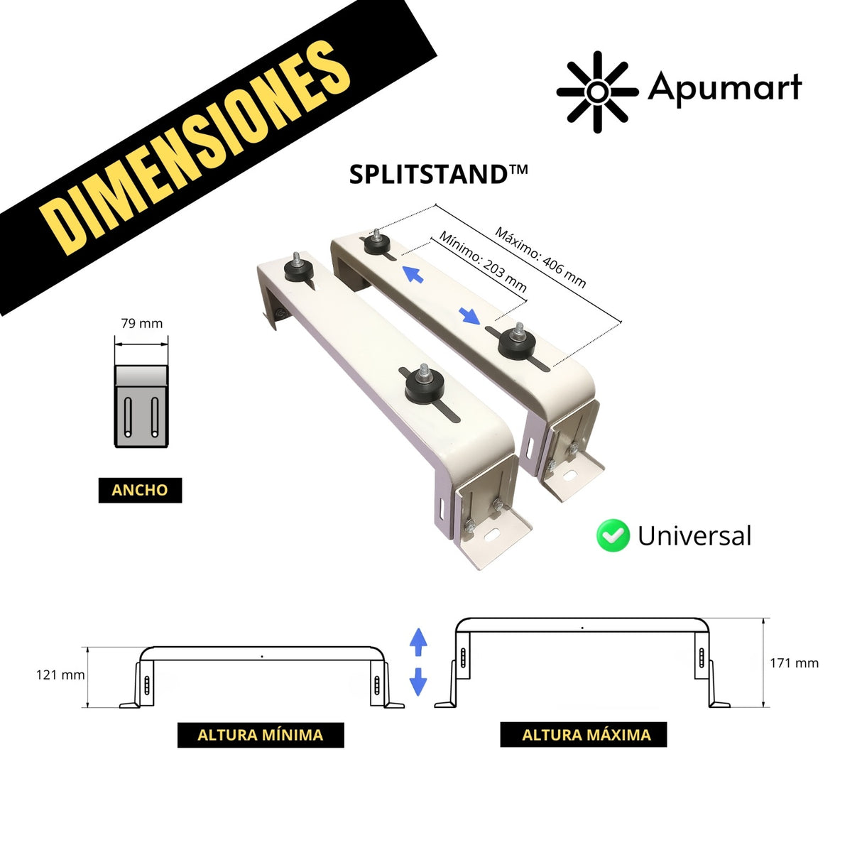 SPLITSTAND™ – Soporte Regulable Universal Tipo Mesa para Unidad Condensadora de Aire Acondicionado (12,000–30,000 BTU/h)