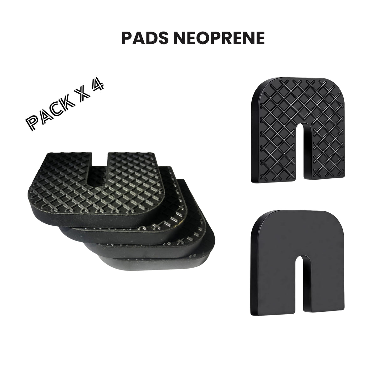 Espaciadores de jebe neoprene multiuso / Caucho antivibración tipo U (Pack x4)