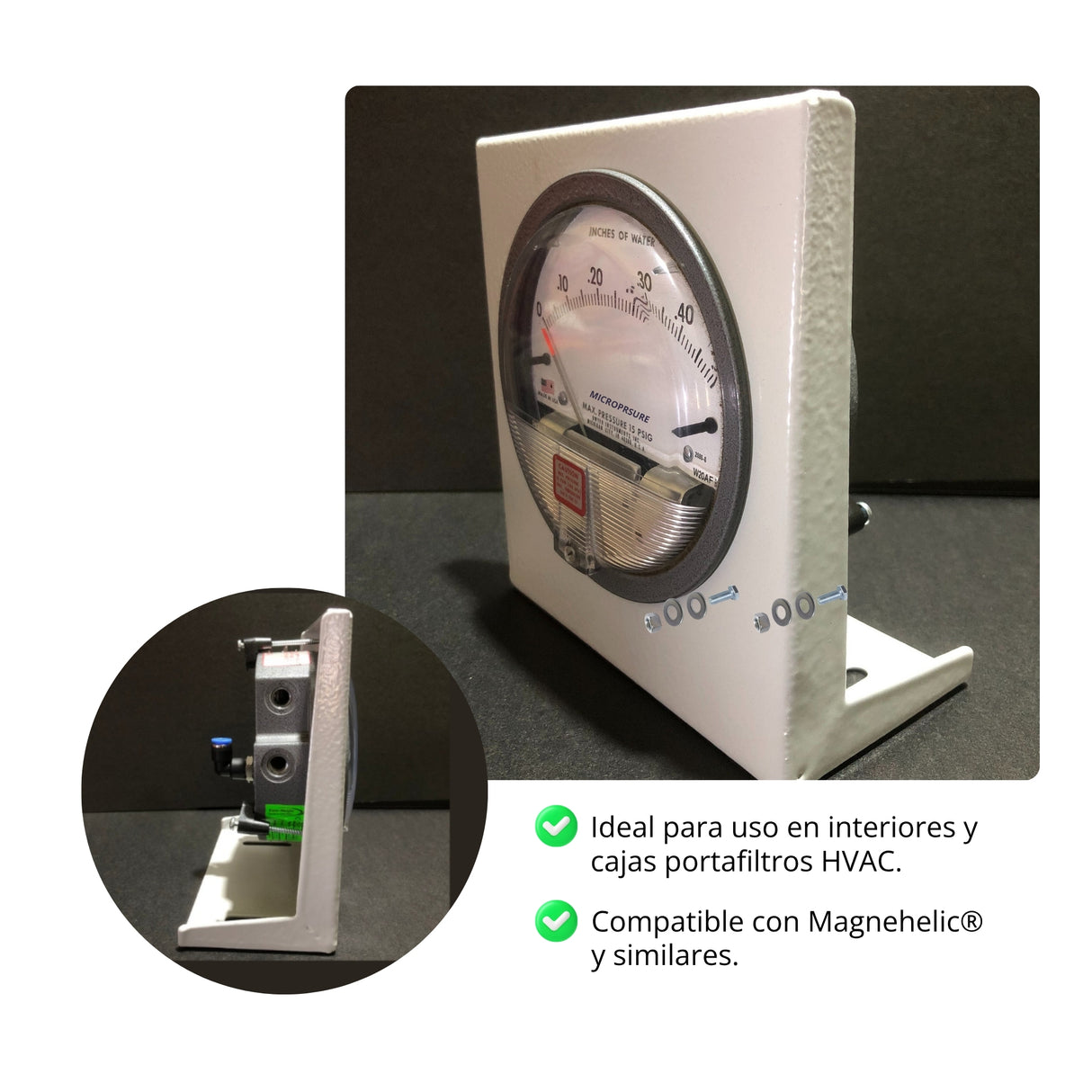 L-STAND™ – Soporte Metálico Tipo “L” para Manómetros Diferenciales HVAC