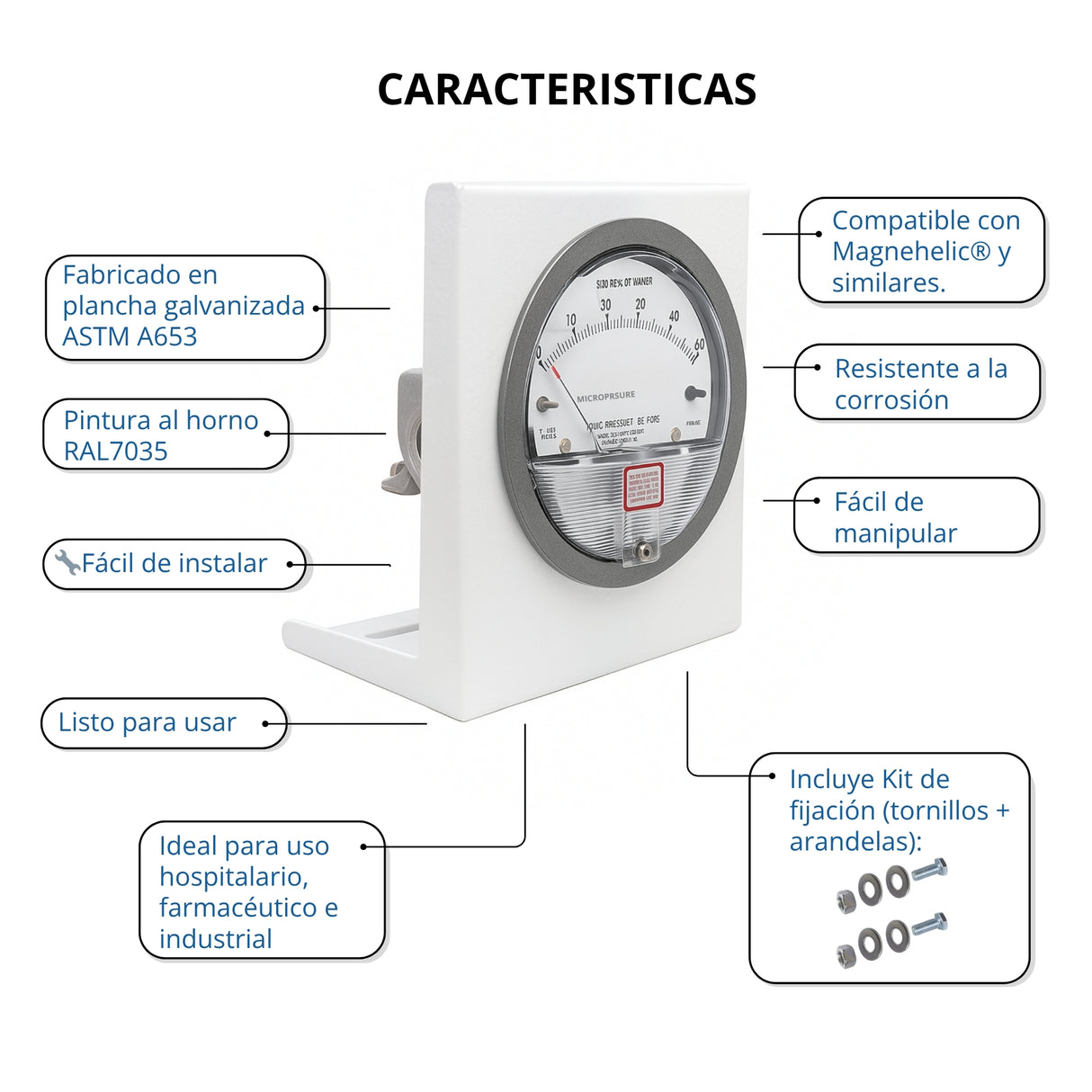 L-STAND™ – Soporte Metálico Tipo “L” para Manómetros Diferenciales HVAC