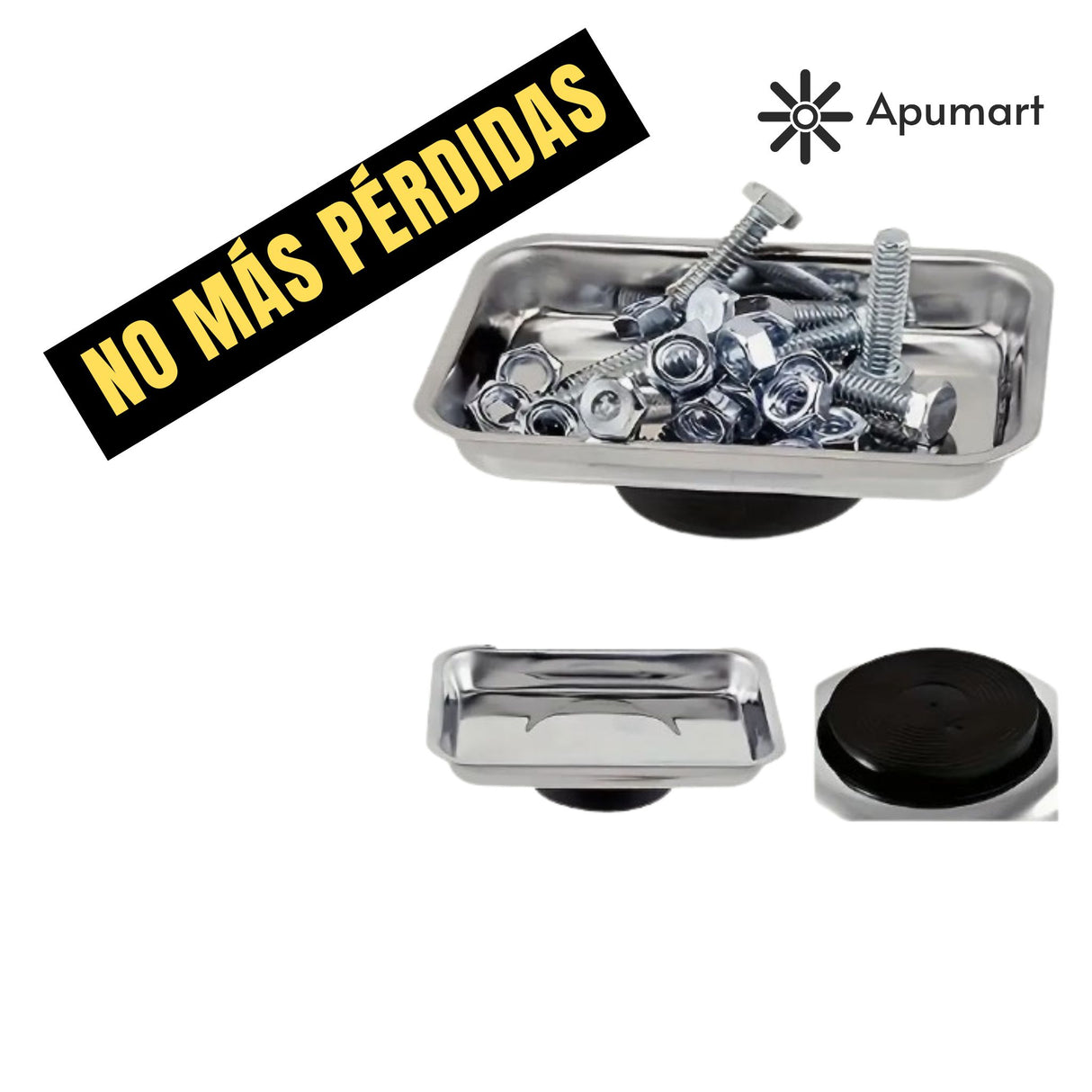 Bandeja Magnética Rectangular – Acero Inoxidable para Tornillos y Piezas