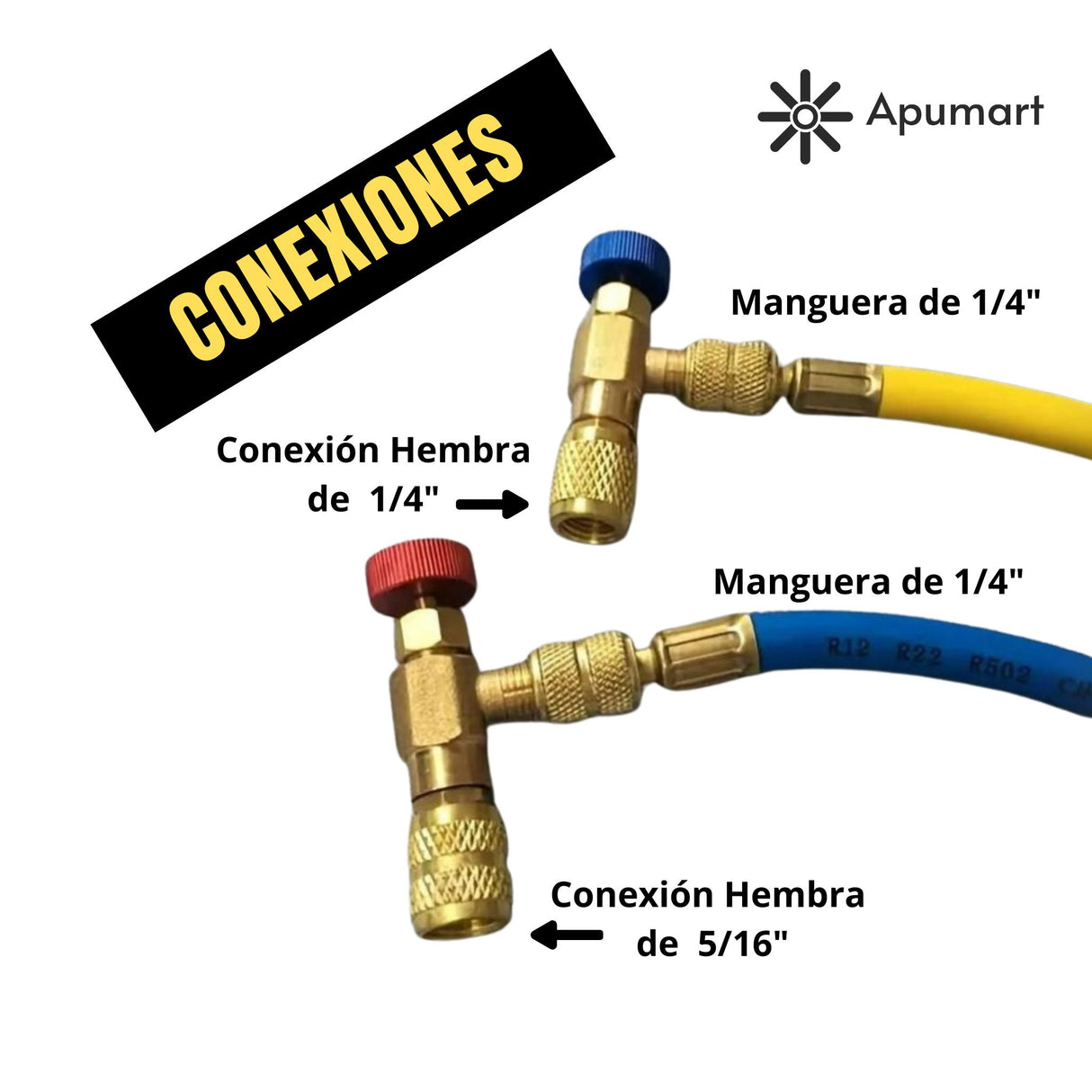 Válvula para Carga de Refrigerante R410 / R22 – Conexión 1/4” y 5/16”