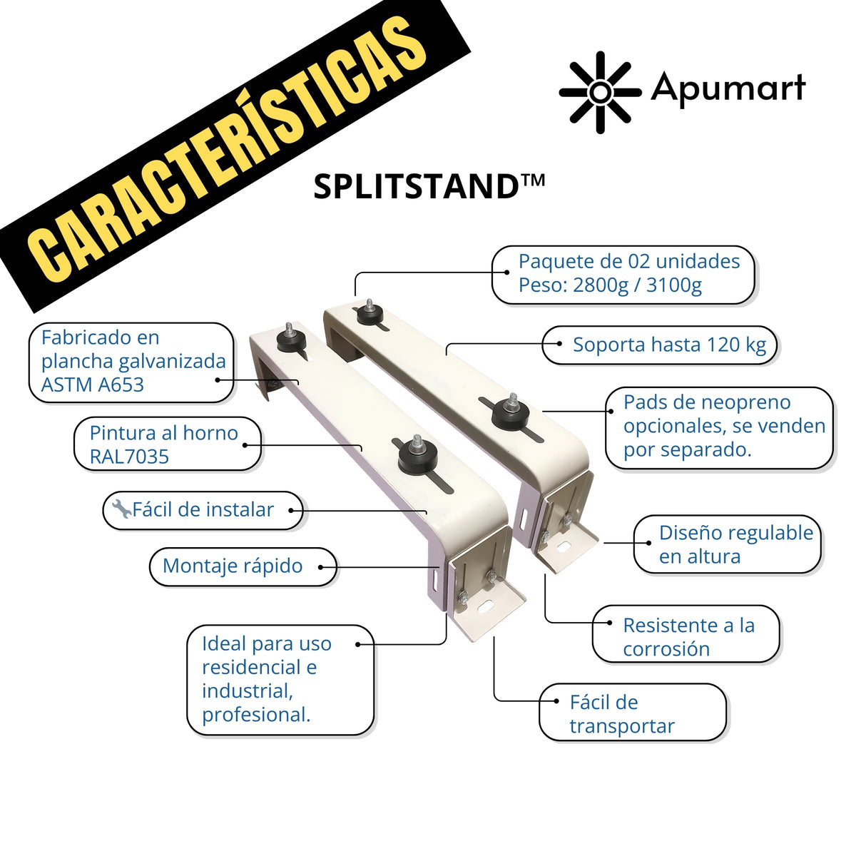 SPLITSTAND™ – Soporte Regulable Universal Tipo Mesa para Unidad Condensadora de Aire Acondicionado (12,000–30,000 BTU/h)