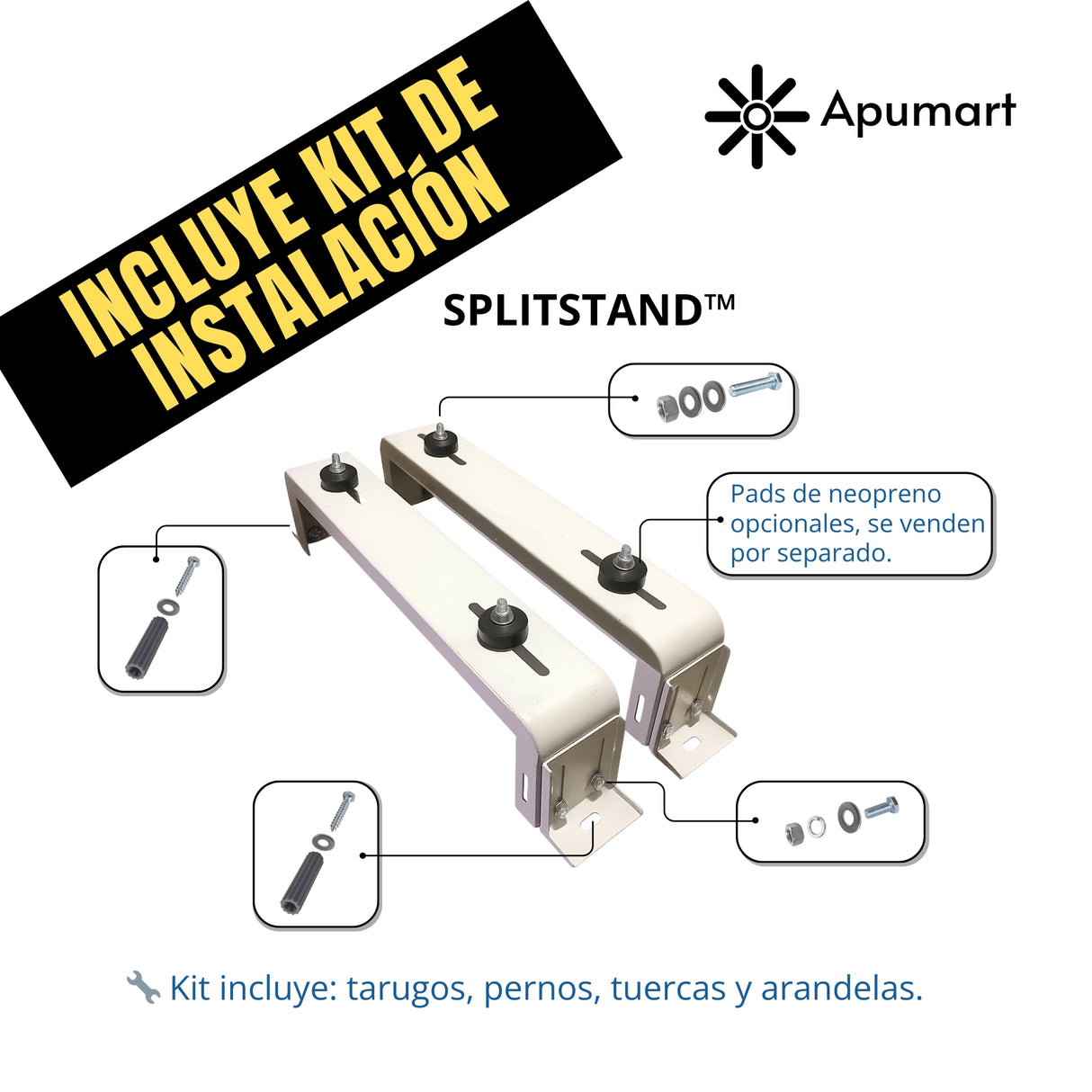 SPLITSTAND™ – Soporte Regulable Universal Tipo Mesa para Unidad Condensadora de Aire Acondicionado (12,000–30,000 BTU/h)