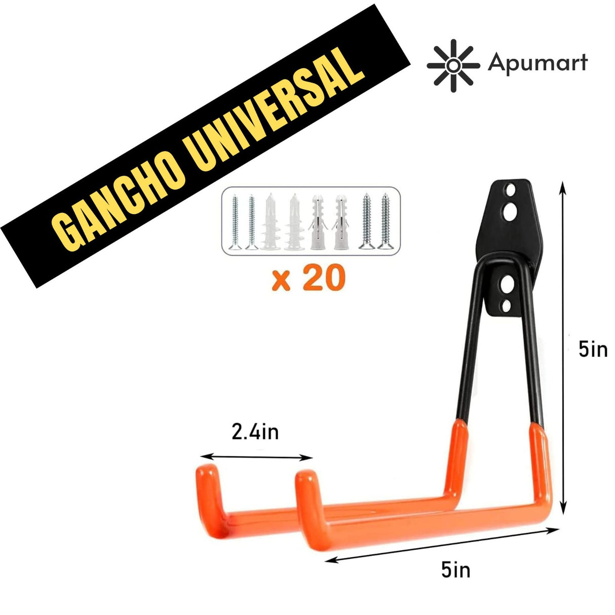 Gancho Universal de Pared con Cubierta de Goma – Hierro Reforzado