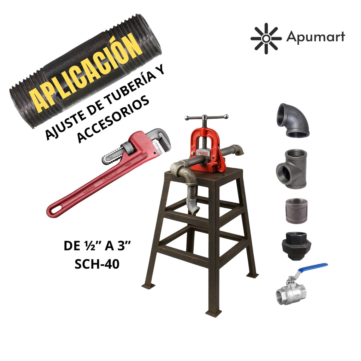 Prensa De Tubo Manual Hasta 3" Ridgid – Uso Taller/Obra