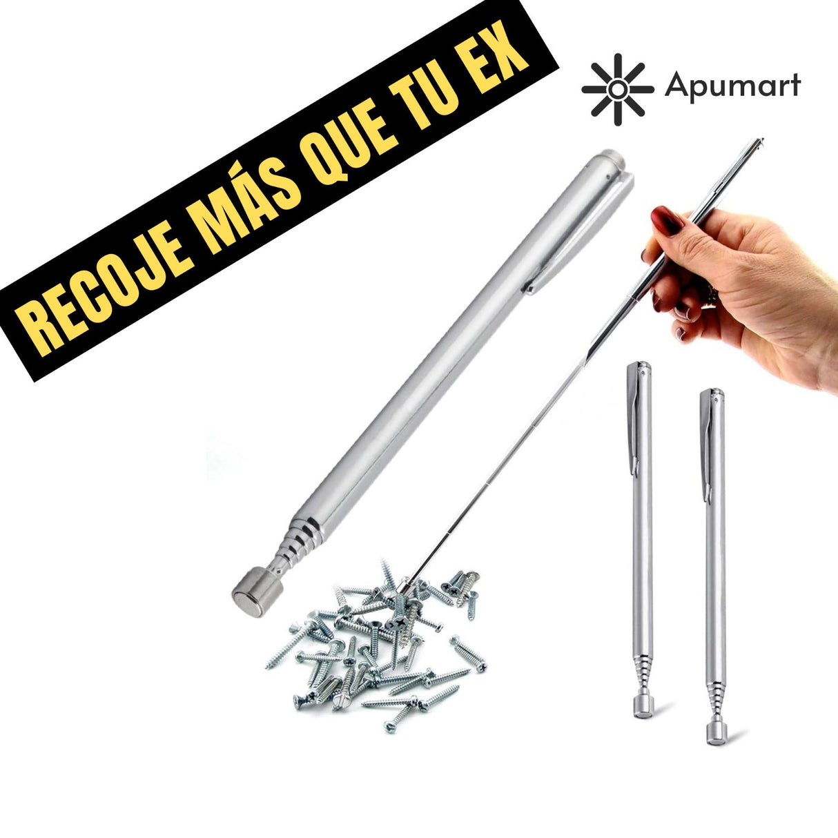 Puntero Magnético Telescópico de Acero Inoxidable – Recolector de Metales