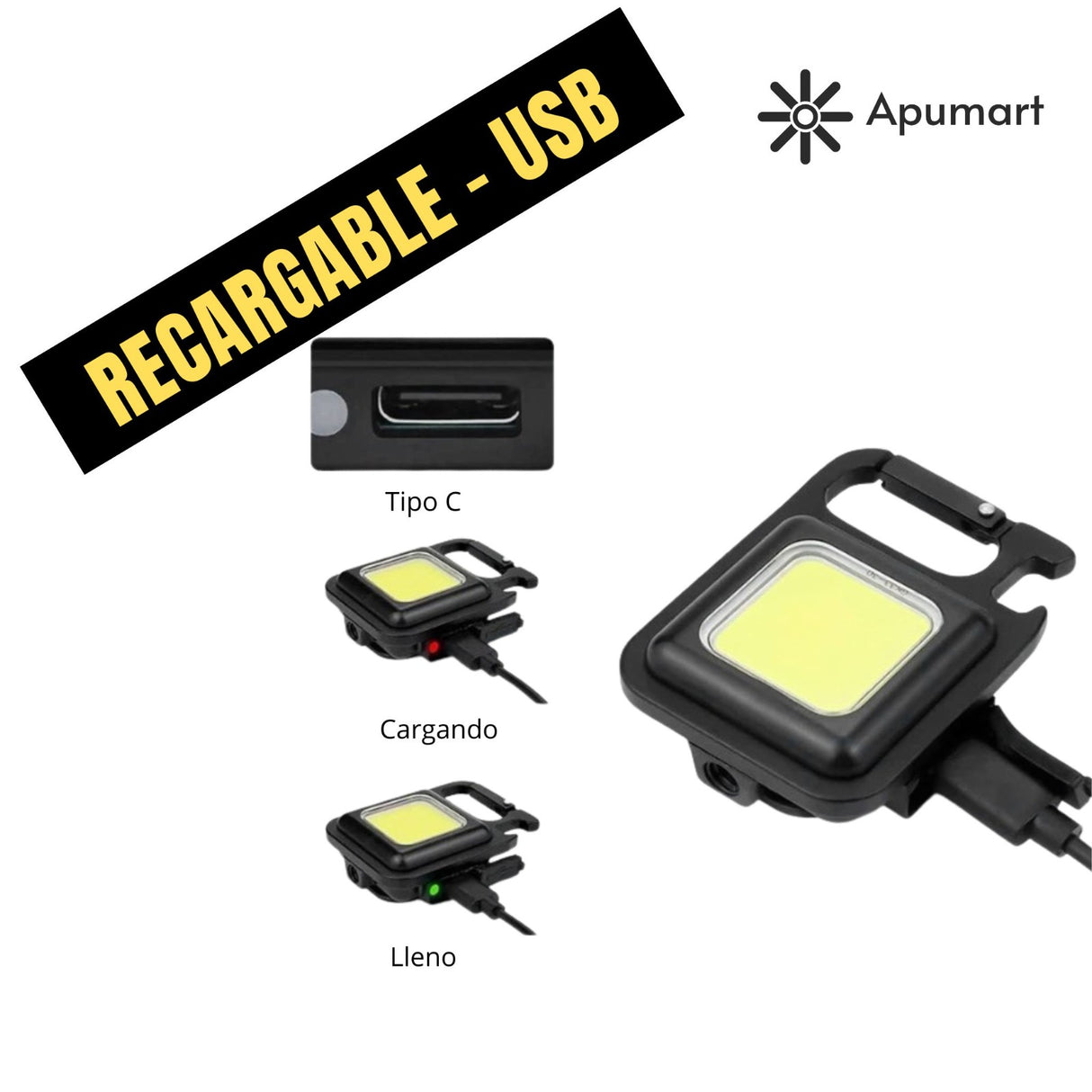 Mini Linterna LED Magnética Recargable – 800 Lm con Estuche