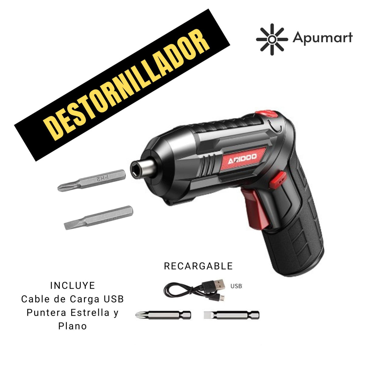 Destornillador Eléctrico Portátil Recargable – Uso Hogar y Taller