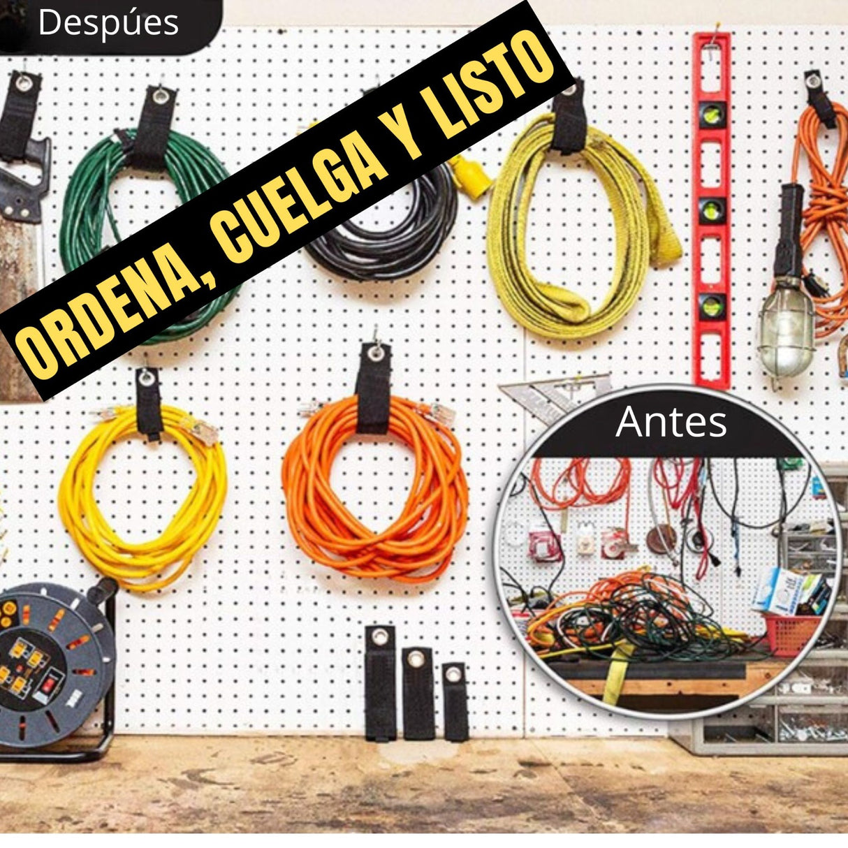 Organizador de Cables con Correa de Nailon – Uso Técnico y Taller