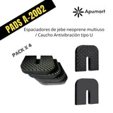 Espaciadores de jebe neoprene multiuso / Caucho antivibración tipo U (Pack x4)