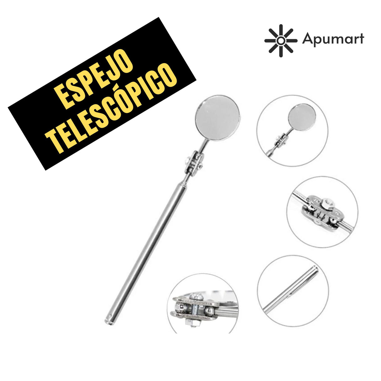 Espejo Telescópico de Inspección – 30 mm, Rotación 360° para Soldadura y Taller