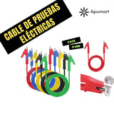 Cables de Prueba Eléctricos con Pinza Cocodrilo – Pack 5 Colores / 1 m