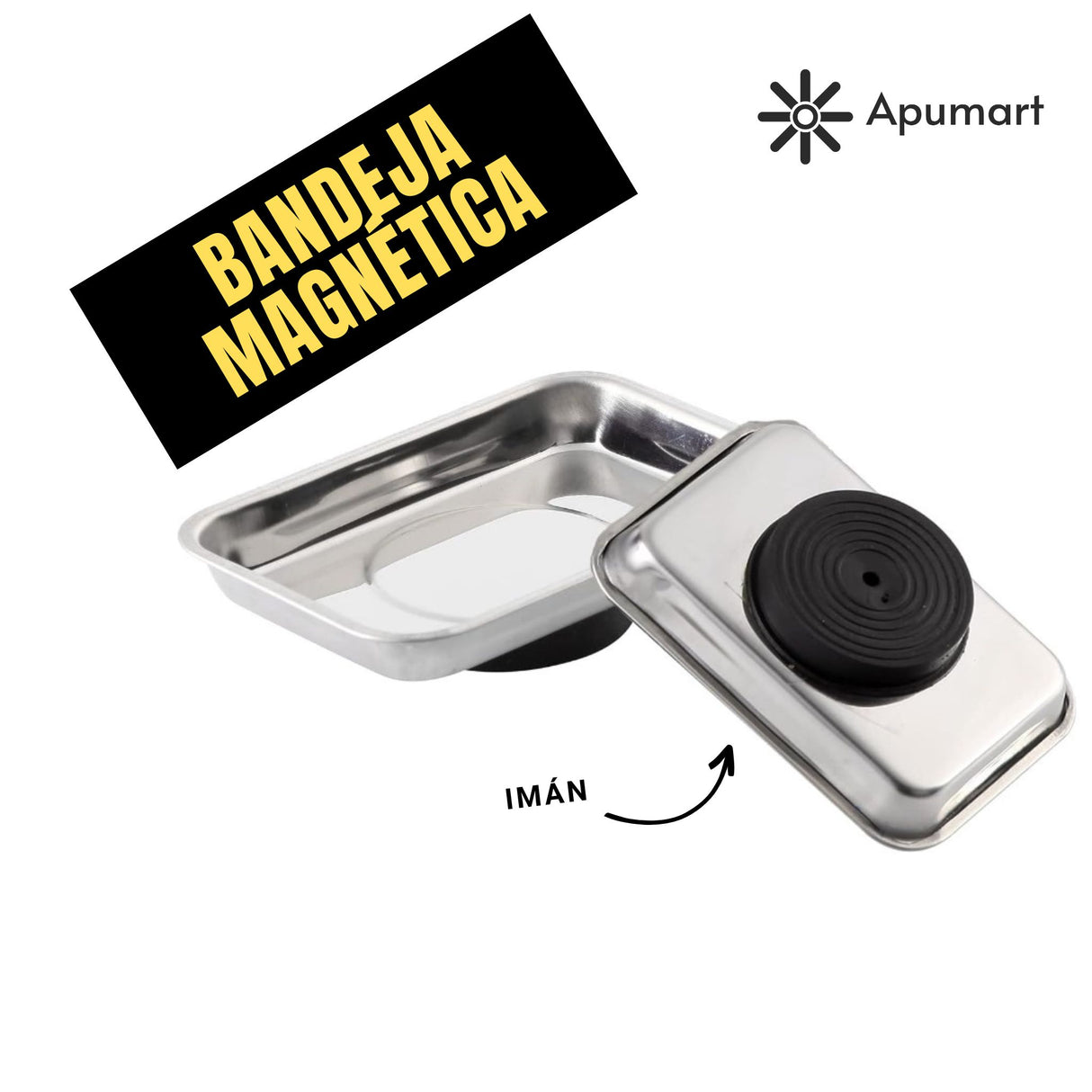 Bandeja Magnética Rectangular – Acero Inoxidable para Tornillos y Piezas