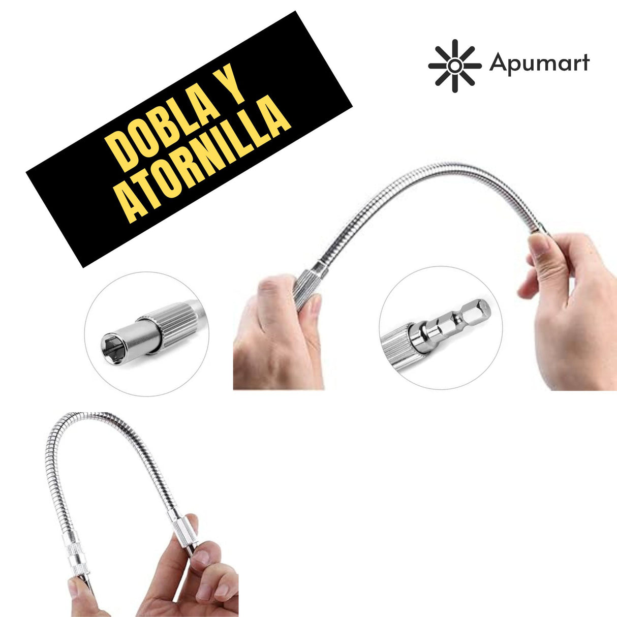 Juego de Ejes Flexibles para Taladro – 20 cm y 30 cm en Acero Inoxidable
