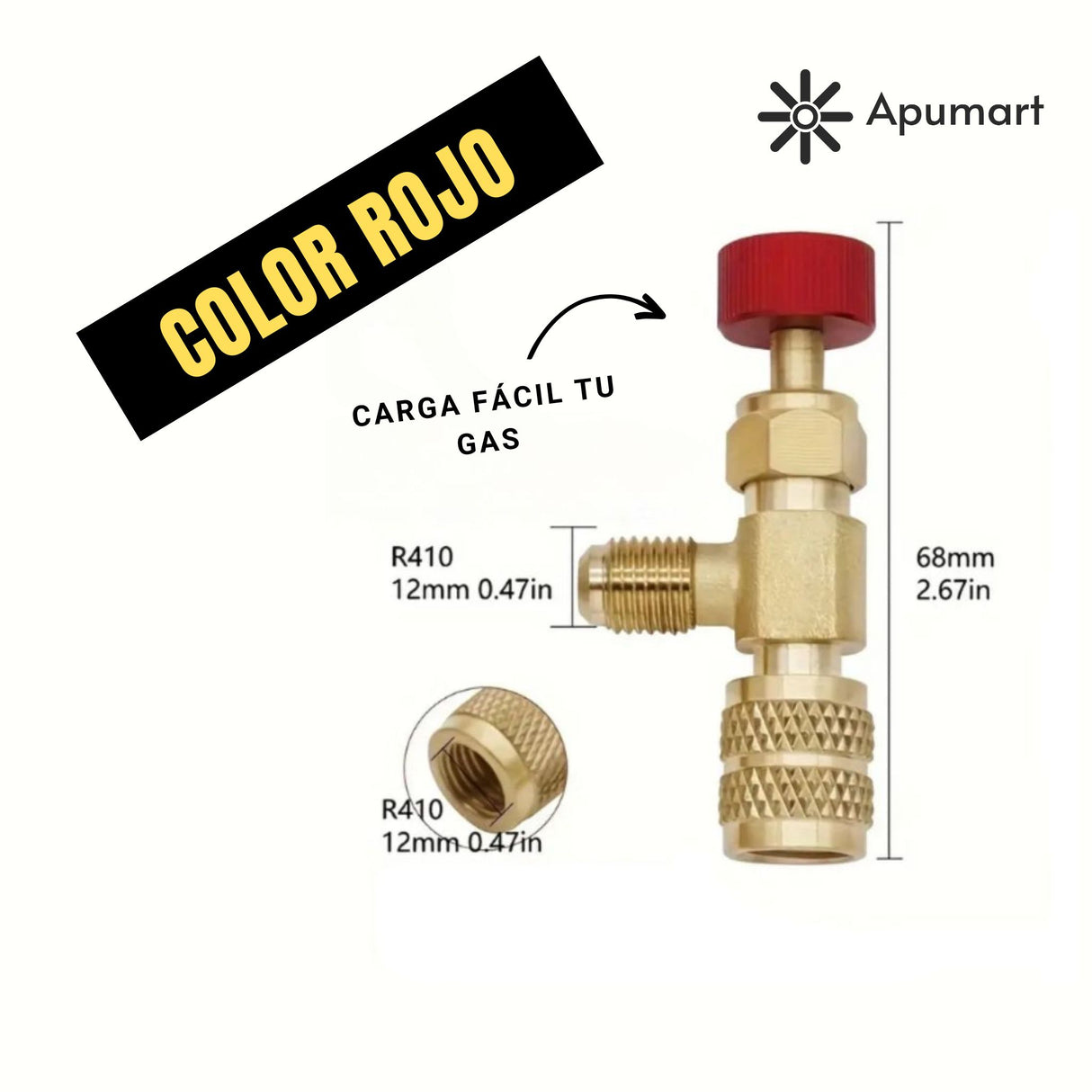 Válvula para Carga de Refrigerante R410 / R22 – Conexión 1/4” y 5/16”