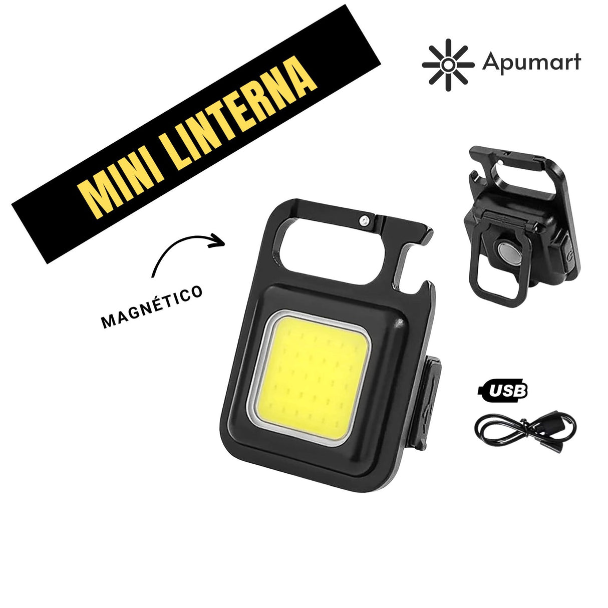 Mini Linterna LED Magnética Recargable – 800 Lm con Estuche