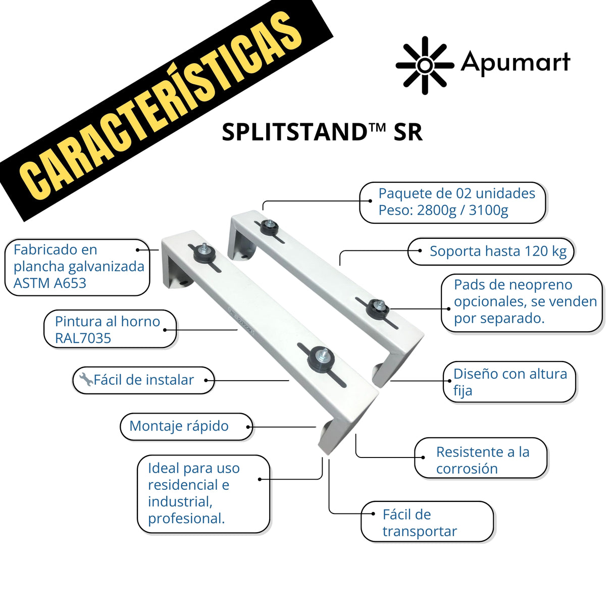 SPLITSTAND™ SR – Soporte Universal Tipo Mesa para Unidad Condensadora de Aire Acondicionado (12,000–30,000 BTU/h)
