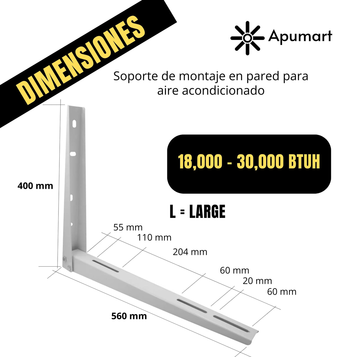 Soporte AC-BRACKET L para condensadoras 18,000–30,000 BTU/h