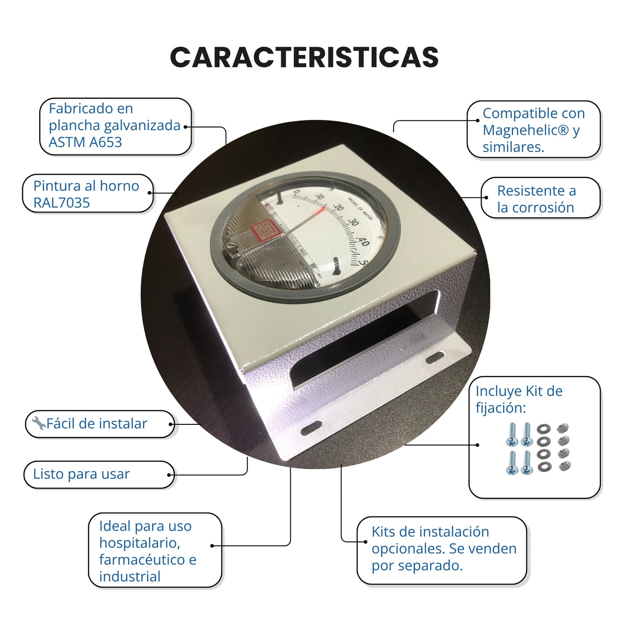 OMEGA STAND™ – Soporte Metálico para Manómetros Diferenciales de Montaje Rápido