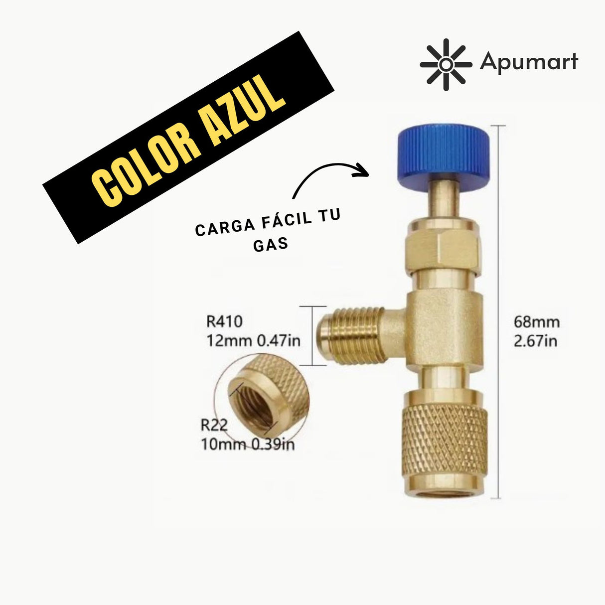 Válvula para Carga de Refrigerante R410 / R22 – Conexión 1/4” y 5/16”