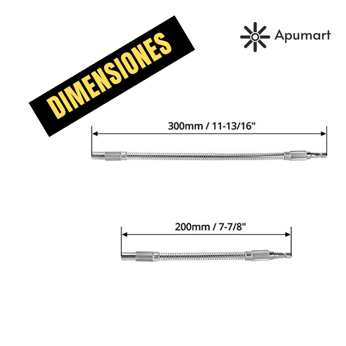 Juego de Ejes Flexibles para Taladro – 20 cm y 30 cm en Acero Inoxidable