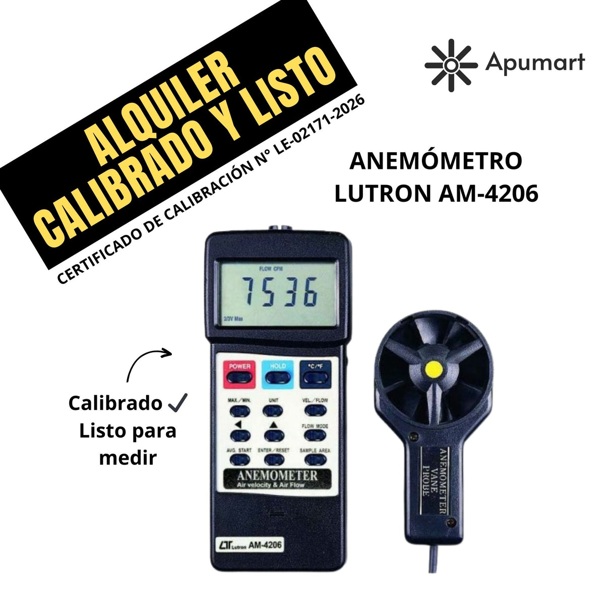 Alquiler de Anemómetro Lutron AM-4206