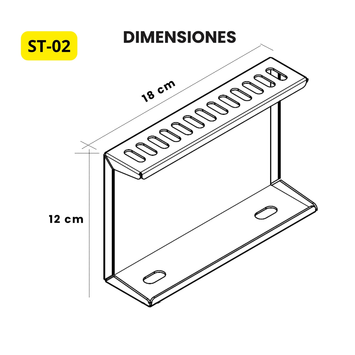 ST-02 – Soporte fijo para Tubería de Refrigeración 18x12 cm