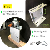 STX-01 – Soporte Regulable para Tubería HVAC | 12–18 cm Alto, 12 cm Ancho