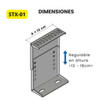 STX-01 – Soporte Regulable para Tubería HVAC | 12–18 cm Alto, 12 cm Ancho