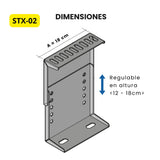 STX-02 – Soporte Regulable para Tubería HVAC | 12–18 cm Alto, 18 cm Ancho