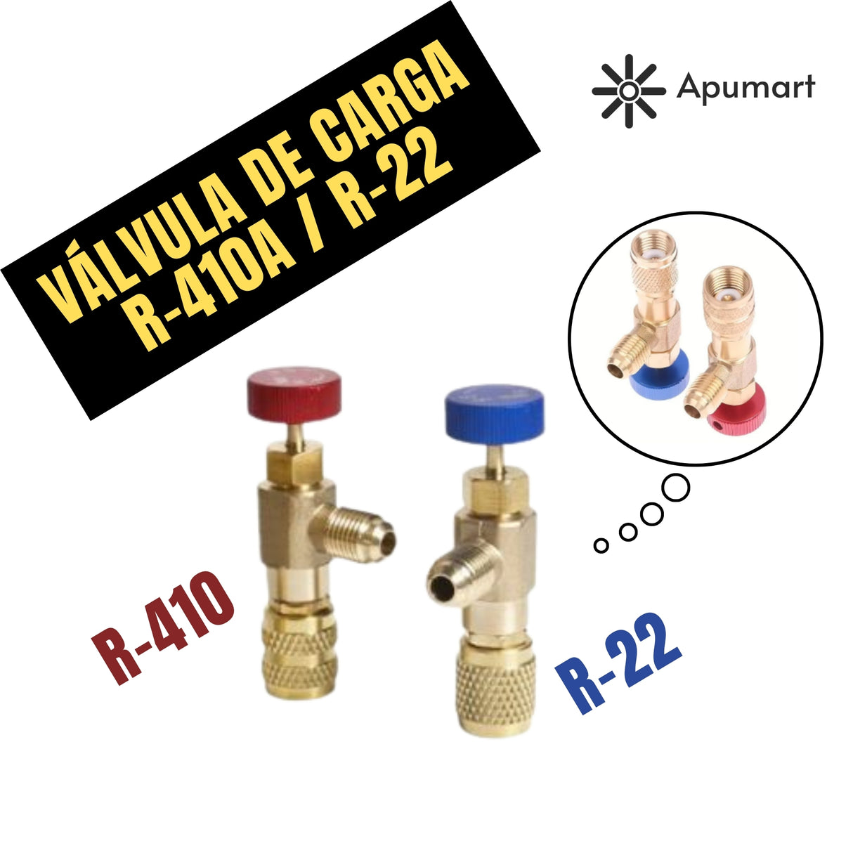 Válvula para Carga de Refrigerante R410 / R22 – Conexión 1/4” y 5/16”