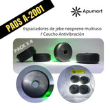 Espaciadores de jebe neoprene multiuso / Caucho antivibración – Pack x4, Ø38.1 mm, Eje Ø10 mm, Espesor 17 mm