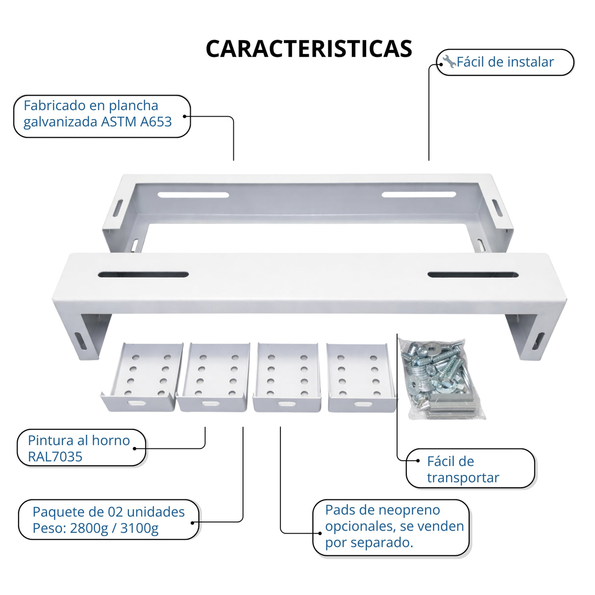 SPLITSTAND™ SN – Soporte Regulable para Unidad Condensadora de Aire Acondicionado (12,000–30,000 BTU/h)