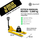Alquiler de Estoca Hidráulica REXON 3,000 kg – Carga y Maniobras Industriales