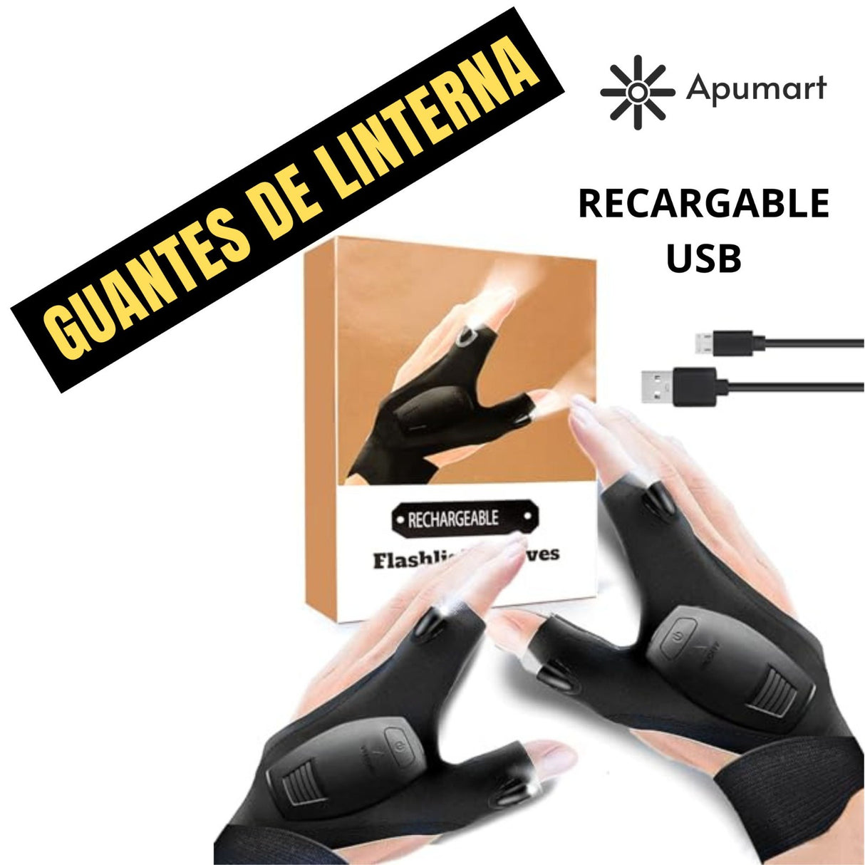 Guantes con Linterna LED Recargables – Para Electricistas y Técnicos