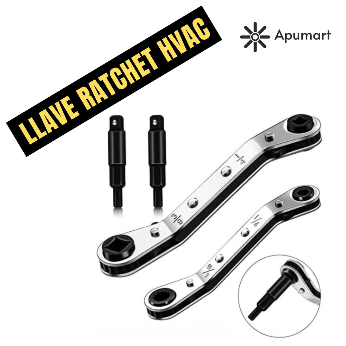 Llave Ratchet HVAC (Trinquete) para Válvulas de Refrigeración 1/4", 3/8", 5/16"