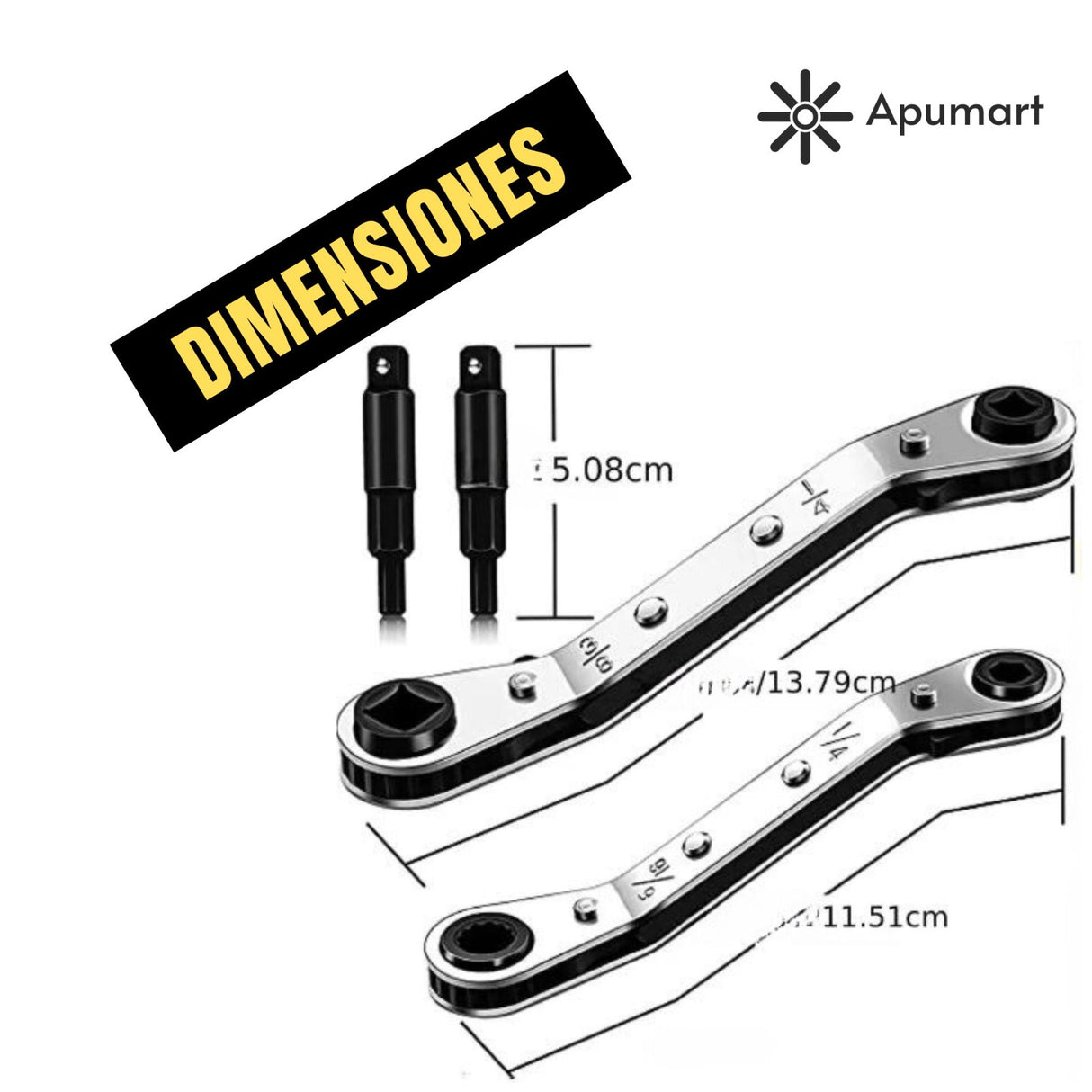 Llave Ratchet HVAC (Trinquete) para Válvulas de Refrigeración 1/4", 3/8", 5/16"