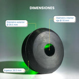 Espaciadores de jebe neoprene multiuso / Caucho antivibración – Pack x4, Ø39.5 mm, Eje Ø10 mm, Espesor 20.5 mm